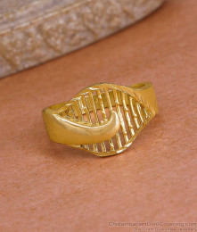 Elegant Traditional Gold Plated Net Pattern Leaf Ring FR1689