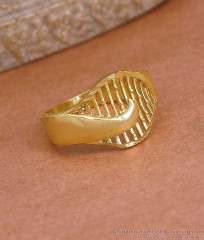 Elegant Traditional Gold Plated Net Pattern Leaf Ring FR1689