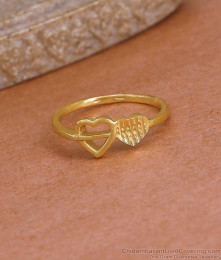 Light Weight Daily Wear Gold Imitation Ring Heart Design FR1696