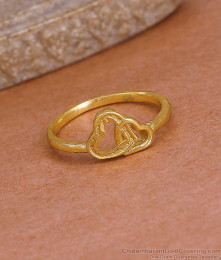 Elegant Dual Heart Gold Plated Wedding Ring Shop Online FR1697