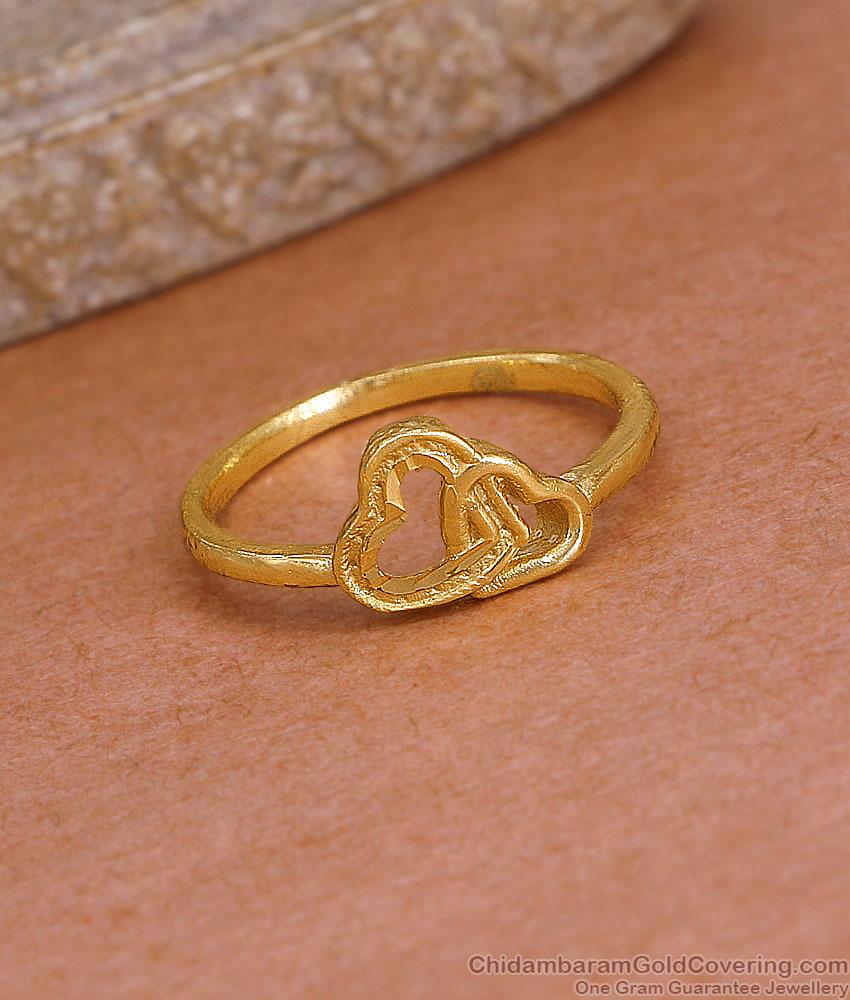 Elegant Dual Heart Gold Plated Wedding Ring Shop Online FR1697