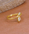 Glittering Ad White Stone Light Weight Gold Ring For College Girls FR1698