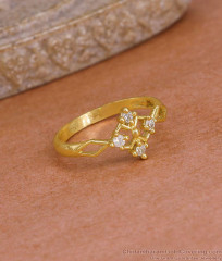Classic Ad Stone Floral Design Gold Ring For Women FR1700