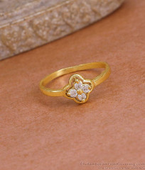 Everyday Use Gold Imitation Floral Ring White Stone Design FR1701