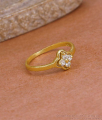Everyday Use Gold Imitation Floral Ring White Stone Design FR1701