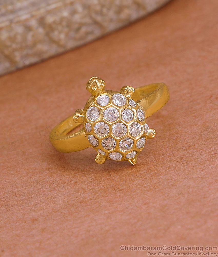 Full White Stone Lucky Tortoise Gold Ring At Affordable Price FR1703 Full White Stone Lucky Tortoise Gold Ring At Affordable Price FR1703