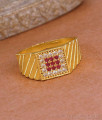 Sparkling Ruby White Stone Gold Imitation Ring Design FR1705