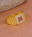 Sparkling Ruby White Stone Gold Imitation Ring Design FR1705