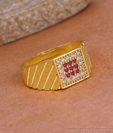 Sparkling Ruby White Stone Gold Imitation Ring Design FR1705