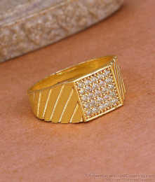 Light Weight Full White Stone Gold Imitation Ring Online FR1706