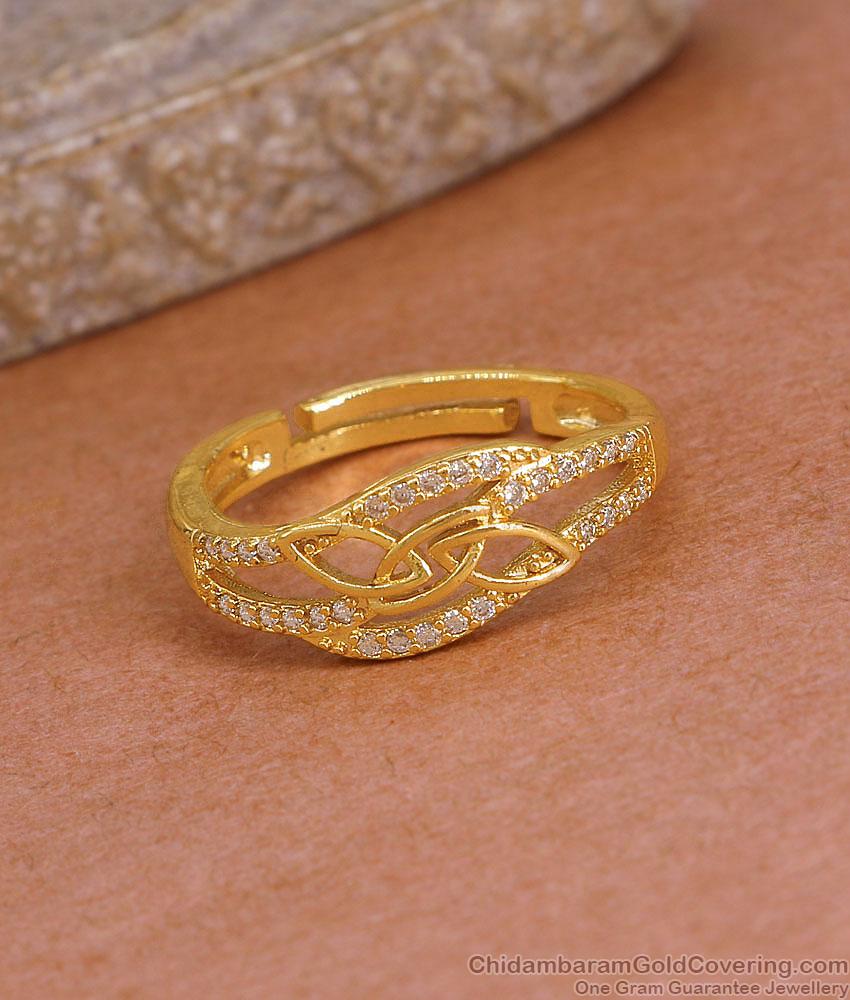 Stylish 1 Gram Gold Engagement Ring With White Stone FR1707 Stylish 1 Gram Gold Engagement Ring With White Stone FR1707