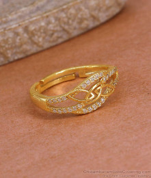 Stylish 1 Gram Gold Engagement Ring With White Stone FR1707