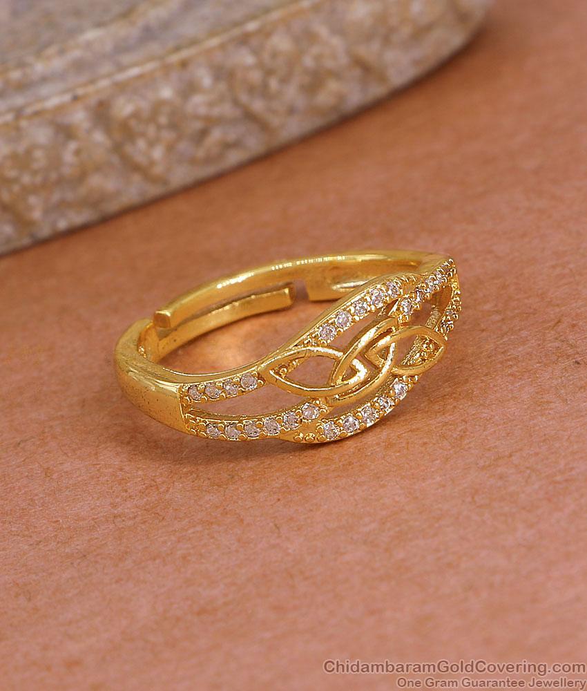 Stylish 1 Gram Gold Engagement Ring With White Stone FR1707 Stylish 1 Gram Gold Engagement Ring With White Stone FR1707