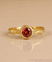 Ruby Red Stone One Gram Gold Plated Finger Ring for Women | FR1721