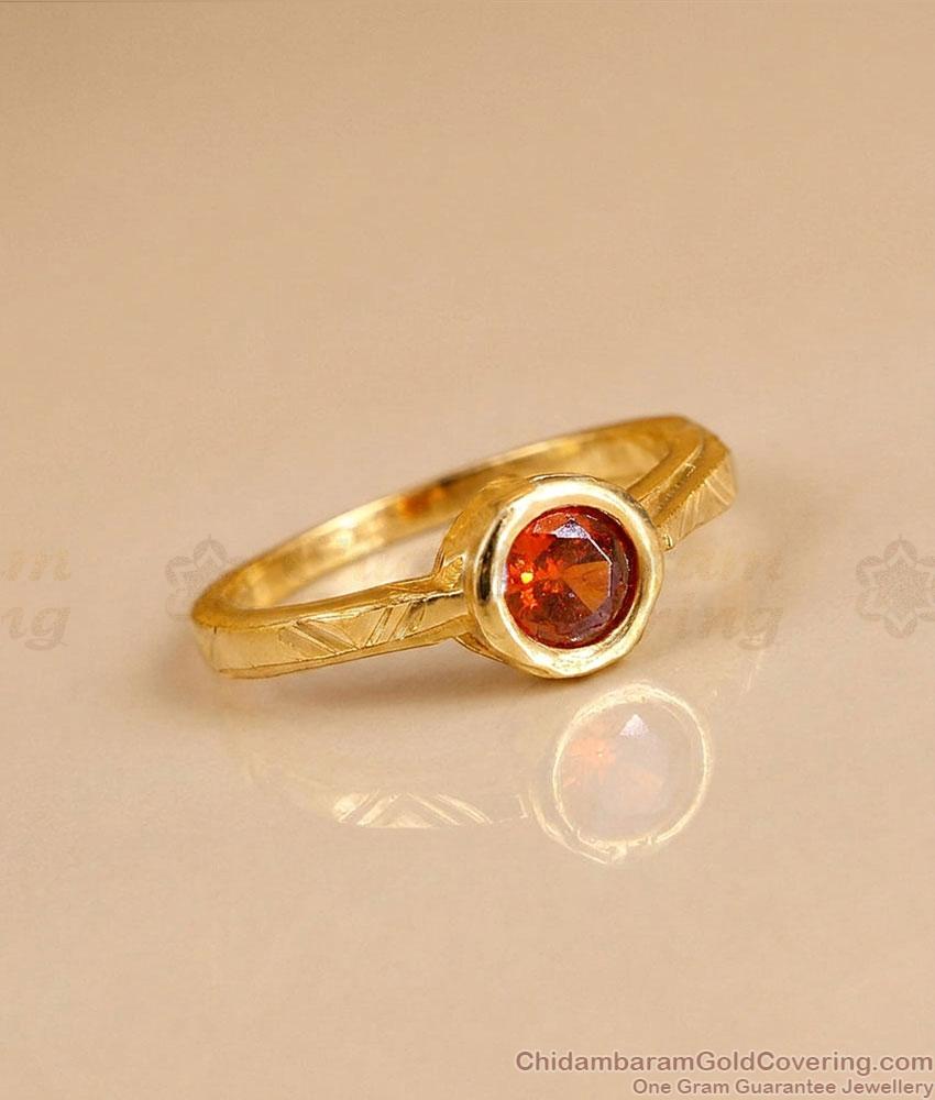 Ruby Red Stone One Gram Gold Plated Finger Ring for Women | FR1721
