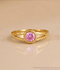 Pink AD Stone Gold Plated Finger Ring for Women | FR1723 Pink AD Stone Gold Plated Finger Ring for Women | FR1723
