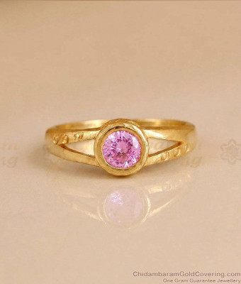 Pink AD Stone Gold Plated Finger Ring for Women | FR1723