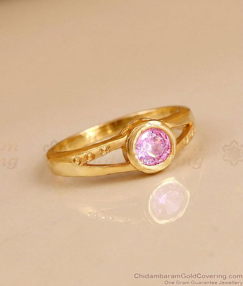 Pink AD Stone Gold Plated Finger Ring for Women | FR1723 Pink AD Stone Gold Plated Finger Ring for Women | FR1723