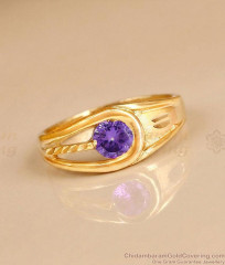 Premium Purple Amethyst Stone Gold Plated Finger Ring | FR1725