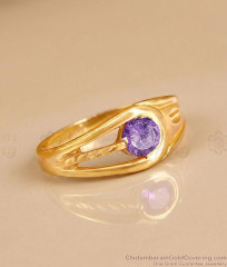 Premium Purple Amethyst Stone Gold Plated Finger Ring | FR1725