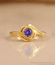 New Arrival Matt Finish Gold Ring With Amethyst Stone FR1726