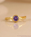 Lightweight Amethyst Stone Gold Plated Finger Ring for Women | FR1727