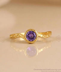 Lightweight Amethyst Stone Gold Plated Finger Ring for Women | FR1727 Lightweight Amethyst Stone Gold Plated Finger Ring for Women | FR1727