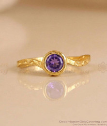 Lightweight Amethyst Stone Gold Plated Finger Ring for Women | FR1727