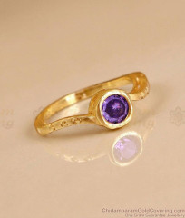 Lightweight Amethyst Stone Gold Plated Finger Ring for Women | FR1727