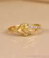 Floral Design White Stone Gold Ring For College Wear FR1728