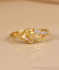 Floral Design White Stone Gold Ring For College Wear FR1728