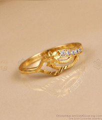 Floral Design White Stone Gold Ring For College Wear FR1728 Floral Design White Stone Gold Ring For College Wear FR1728