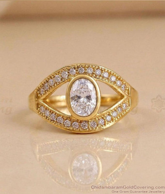Stylish Full White Stone Engagement Ring Gold Finish FR1729