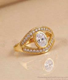 Stylish Full White Stone Engagement Ring Gold Finish FR1729