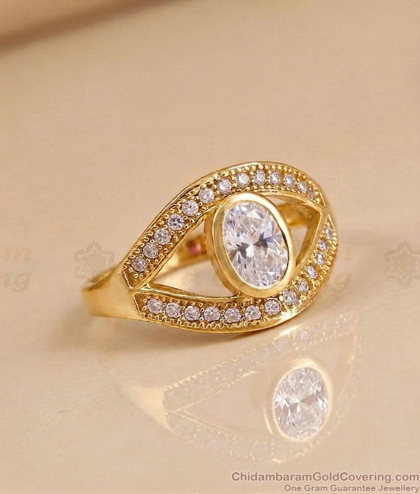 Stylish Full White Stone Engagement Ring Gold Finish FR1729 Stylish Full White Stone Engagement Ring Gold Finish FR1729