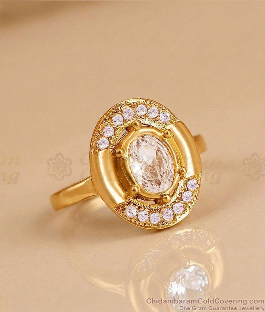 Grand Look Gold Imitation White Diamond Ring For Wedding FR1730