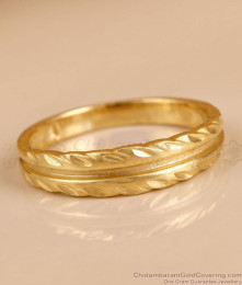 Classic Double Line Textured Gold Polish Ring FR1738