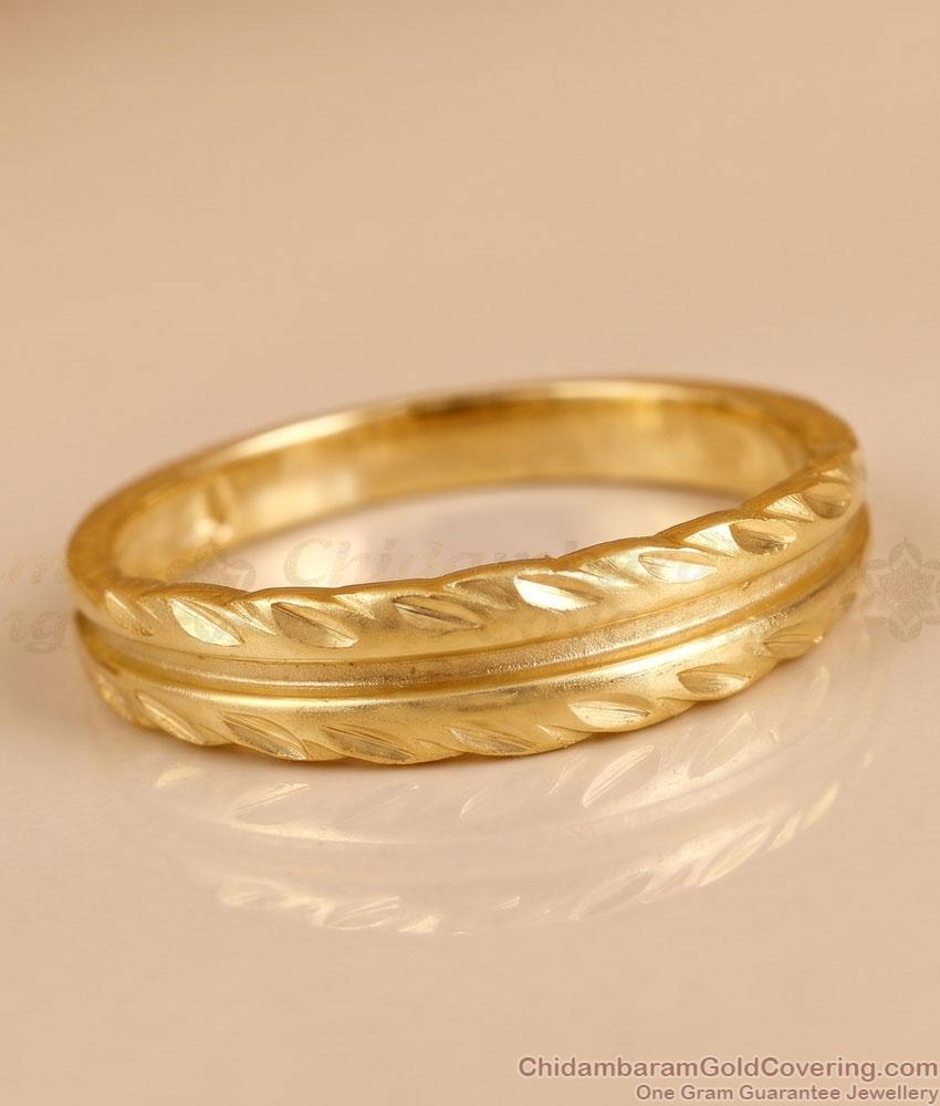 Classic Double Line Textured Gold Polish Ring FR1738