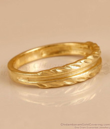 Classic Double Line Textured Gold Polish Ring FR1738