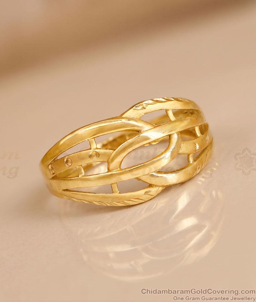 Stylish Micro Gold Plated Ring Design Without Stone FR1745