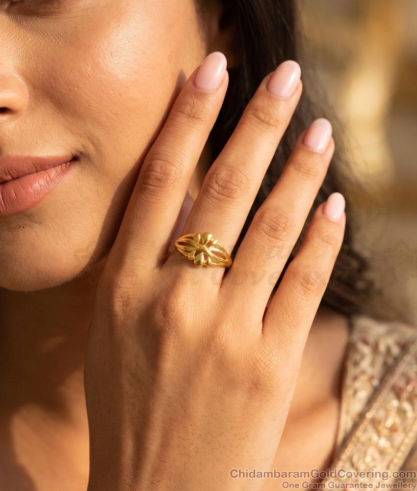 New Arrival Gold Plated Cutwork Teardrop Motif Daily Wear Ring FR1746 New Arrival Gold Plated Cutwork Teardrop Motif Daily Wear Ring FR1746