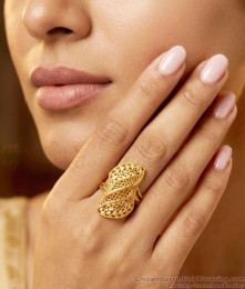 Premium Quality Dubai Gold Pattern Bridal Ring Online FR1752