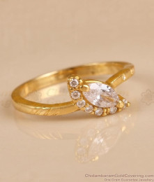 Simple White Stone Daily Wear Gold Ring For Women FR1753