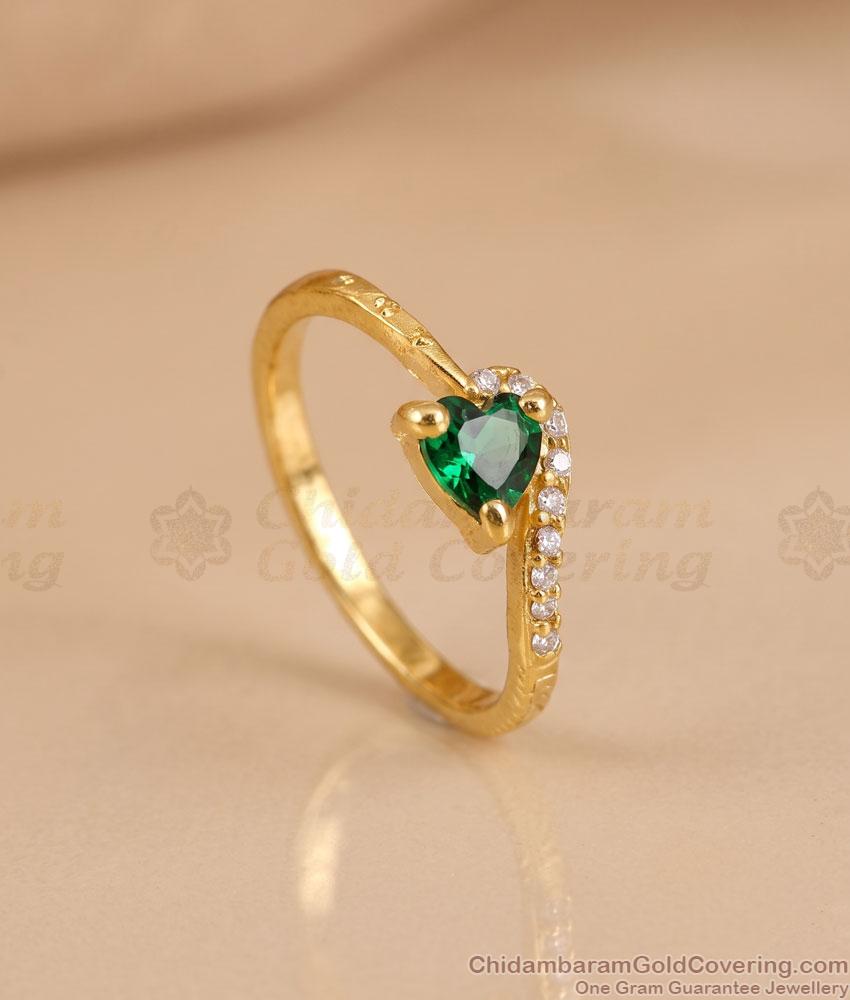 Glittering Emerald Stone Heart Design Ring Shop Online FR1754 Glittering Emerald Stone Heart Design Ring Shop Online FR1754