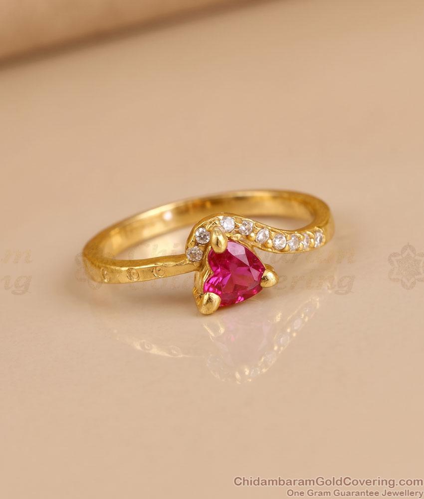 Beautiful Red Heart Ad Stone Gold Imitation Ring Design FR1755 Beautiful Red Heart Ad Stone Gold Imitation Ring Design FR1755