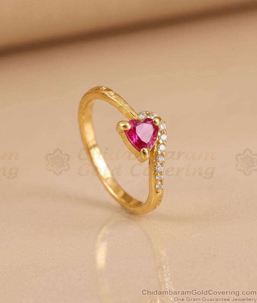 Beautiful Red Heart Ad Stone Gold Imitation Ring Design FR1755 Beautiful Red Heart Ad Stone Gold Imitation Ring Design FR1755