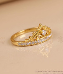New Arrival Crown Design White Stone Finger Ring FR1756
