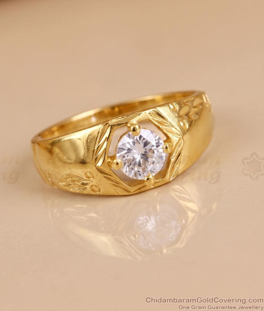 Single White Diamond Gold Imitation Ring Online FR1759