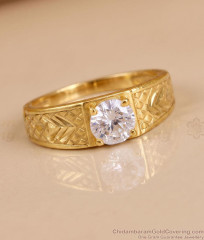 High Quality Gold Plated White Stone Ring Design Online FR1761