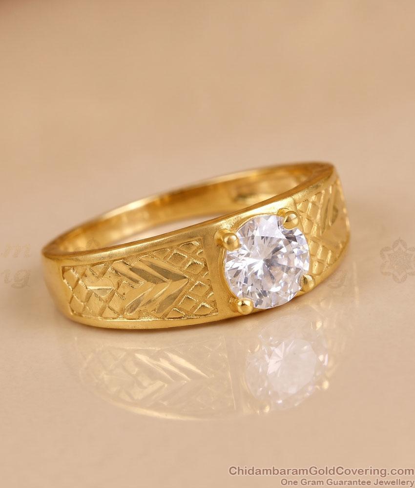 High Quality Gold Plated White Stone Ring Design Online FR1761